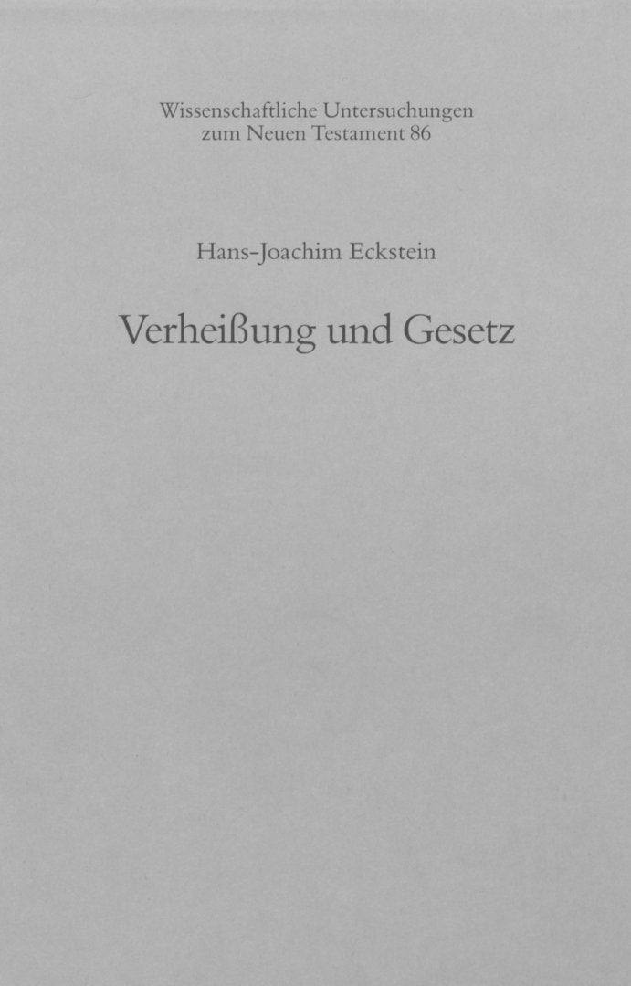 Verheißung und Gesetz Hans-Joachim Eckstein